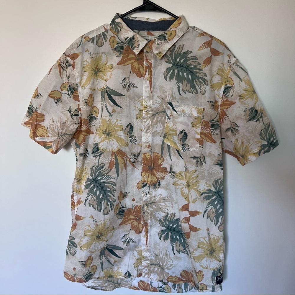 Billabong Mens XL Short Sleeve Button Down T Shirt Floral Print